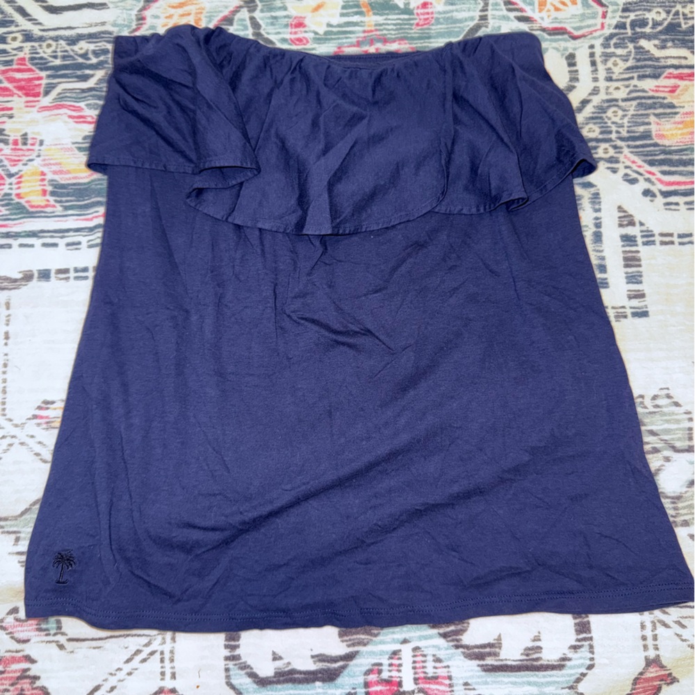 LILLY PULITZER NAVY RUFFLE TUBE TOP